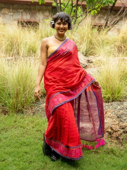 Suta - Pink Pure Cotton Woven Design Ready To Wear Saree with Unstitched Blouse