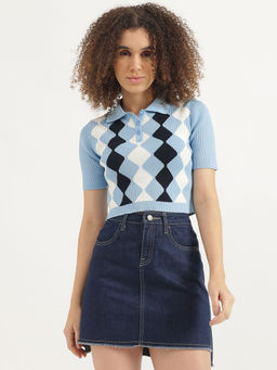 United Colors of Benetton - Blue Collar Neck Argyle Polo T-Shirt