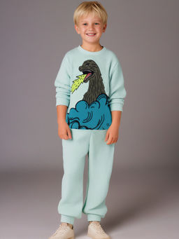 CHERRY CRUMBLE BY NITT HYMAN - Sky Blue Embroidery Winter Nightsuit for Boys & Girls