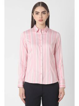 Van Heusen - Womens Pink Stripe Long Sleeves Formal Shirt