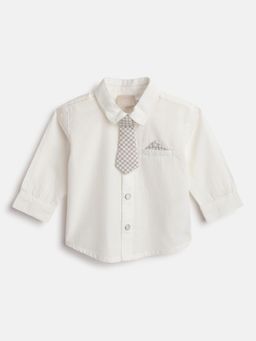 Chicco - Comfort Spread Collar Cotton Shirt with Attached Tie