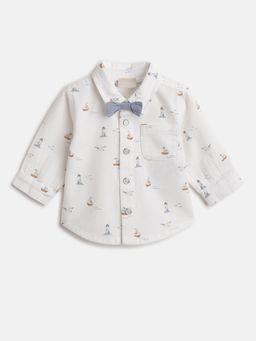 Chicco - Comfort Conversational Printed Spread Collar Cotton Shirt with Attached Bow