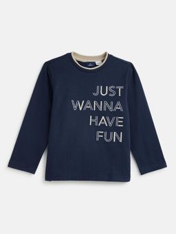 Chicco - Boys Typography Printed Round Neck Cotton T-Shirt