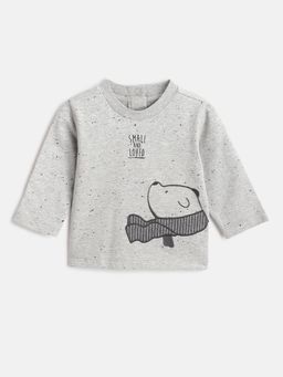 Chicco - Boys Grey Printed Round Neck Cotton T-Shirt