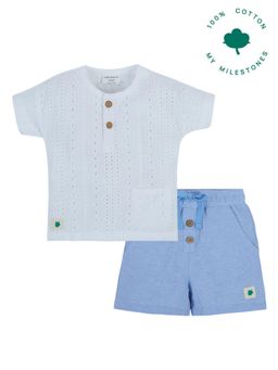 My Milestones - Elara Blue Shirt with Double Cloth Shorts