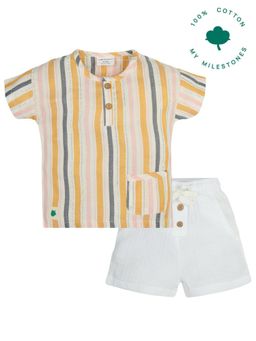 My Milestones - Sparkle Lurex Shirt with Double Cloth Shorts