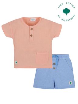 My Milestones - Peony Shirt with Double Cloth Shorts
