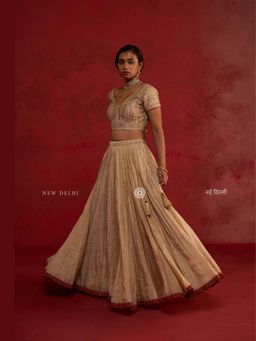 Rhua India - Navya Ivory Gold Lehenga with choli and Dupatta
