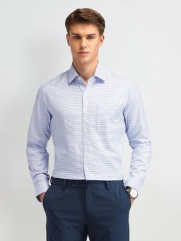 Arrow - Stripes Blue Full Sleeves Collar Neck Shirt