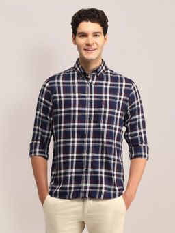 U.S. POLO ASSN. - Checks Blue Full Sleeves Collar Neck Shirt