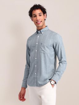 U.S. POLO ASSN. - Stripes Blue Full Sleeves Collar Neck Shirt