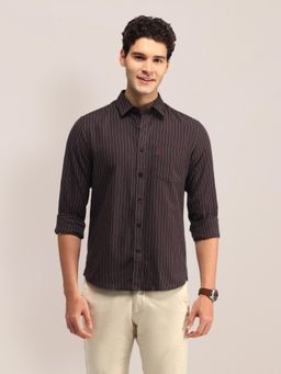 U.S. POLO ASSN. - Stripes Maroon Full Sleeves Collar Neck Shirt