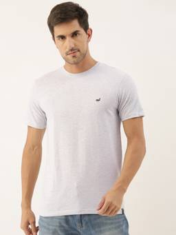3PIN - Men Cotton Bleach Melange Solid Round Neck T-Shirt