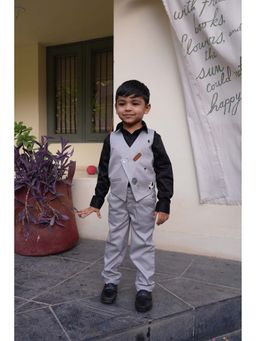Funny Bones - Champions Grey Ensemble Themed Waist Coat with Shirt and Pant (Set of 3)