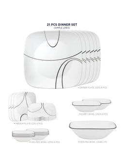 Corelle - Livingware Simple Lines Grey 21 Pcs Dinner Set