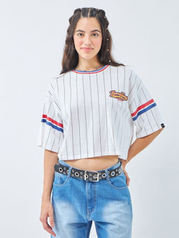 Bewakoof - Looney Tunes Women's White Champs Printed Oversized Short Top