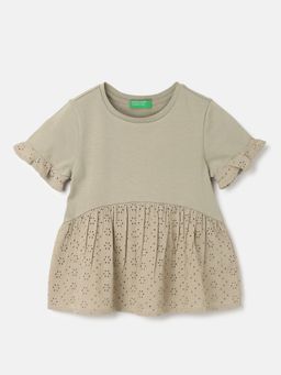 United Colors of Benetton - Round Neck Self Design Pattern Top