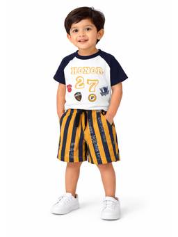 Bloom Up - Mustard Graphic T-Shirt and Shorts
