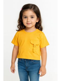 Bloom Up - Yellow Pocket Detail T-Shirt for Kids