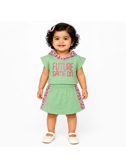 Bloom Up - Green Graphic Hoodie and Shorts