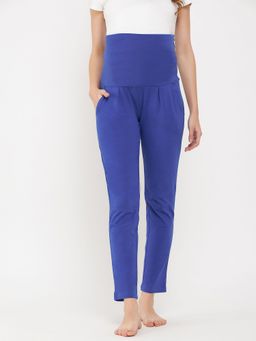 Clovia - Chic Basic Maternity Leggings In Blue- Cotton