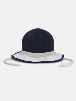 Chicco - Infant Girls White & Blue Solid Hat