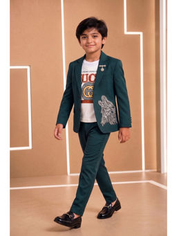 Lagorii - Green Printed 2 Piece Party Wear Blazer & T-Shirt