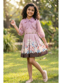 Lagorii - Mauve Floral Fit and Flare Party Dress