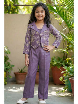 Lagorii - Lavender Embroidered Top Pant with Jacket