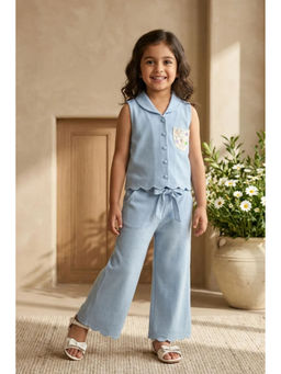 Lagorii - Blue Sleeveless Solid Co-ord Set