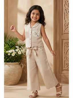 Lagorii - Cream Sleeveless Solid Co-ord Set