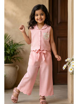 Lagorii - Pink Sleeveless Solid Co-ord Set