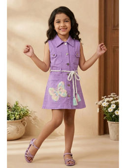Lagorii - Lavender Sleeveless Style Casual Dress with Belt