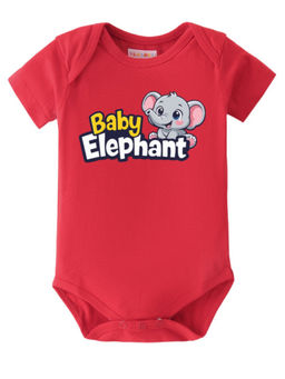 BLUSHES - Cotton Knit Half Sleeve Typography Onesies - Red