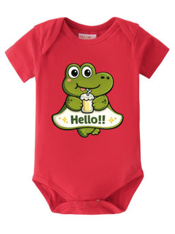 BLUSHES - Cotton Knit Half Sleeve Printed Onesies - Red