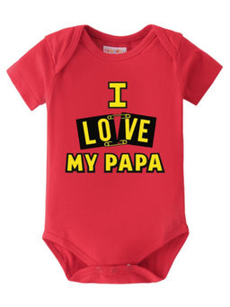 BLUSHES - Cotton Knit Half Sleeve Typography Printed Onesies - Red