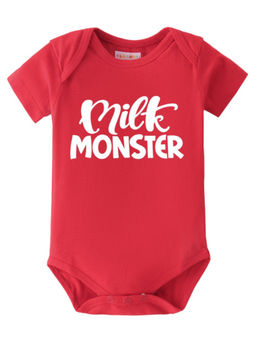 BLUSHES - Cotton Knit Half Sleeve Typography Onesies - Red