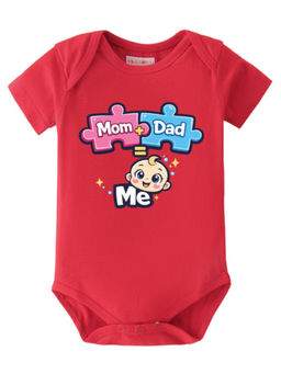 BLUSHES - Cotton Knit Half Sleeve Printed Onesies - Red