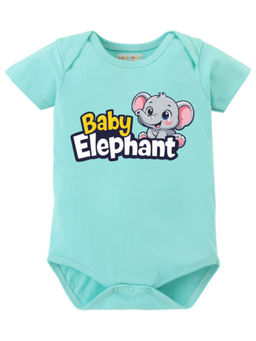 BLUSHES - Cotton Knit Half Sleeve Typography Onesies - Green