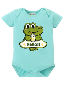 BLUSHES - Cotton Knit Half Sleeve Printed Onesies - Green