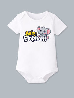 BLUSHES - Cotton Knit Half Sleeve Typography Onesies - White
