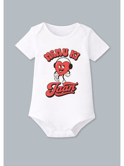 BLUSHES - Cotton Knit Half Sleeve Typography Onesies - White