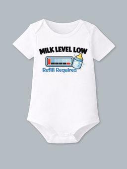 BLUSHES - Cotton Knit Half Sleeve Printed Onesies - White