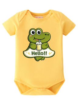 BLUSHES - Cotton Knit Half Sleeve Printed Onesies - Yellow