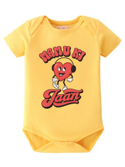 BLUSHES - Cotton Knit Half Sleeve Typography Onesies - Yellow