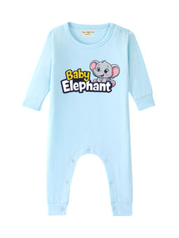 BLUSHES - Cotton Knit Full Sleeve Typography Romper - Aqua