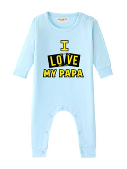 BLUSHES - Cotton Knit Full Sleeve Typography Romper - Aqua
