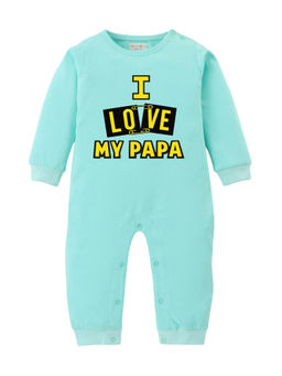 BLUSHES - Cotton Knit Full Sleeve Typography Romper - Green