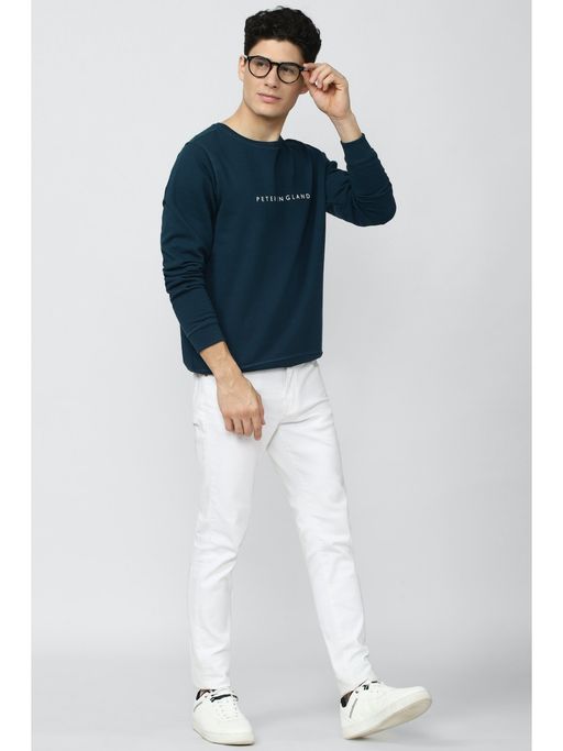 Buy Peter England Men Navy Solid Crew Neck Sweatshirt Online