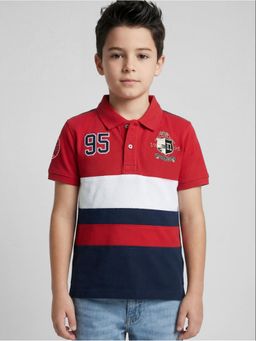 R&B - Red Colorblock Boys Short Sleeves T-Shirt